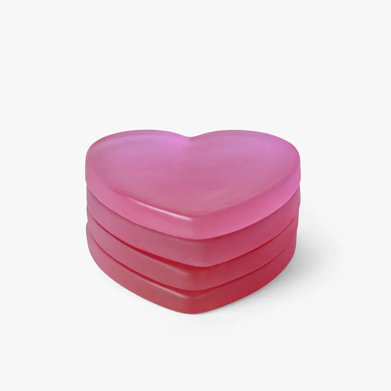 Glossy Hearty Mist Glass Coaster (Pink) - Set Of Four media 3