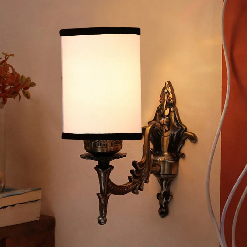 Vista Edrel Fabric & Metal Wall Lamp - White media 1
