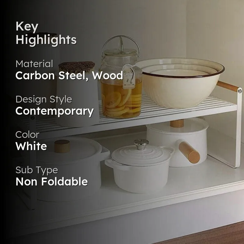 White Kitchen Countertop Riser Table - Space-Saving Organizer media 2