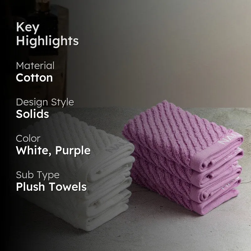 Nautica Riviera Soft Cotton Hand & Face Towel (White & Lilac) - Set Of Eight media 2