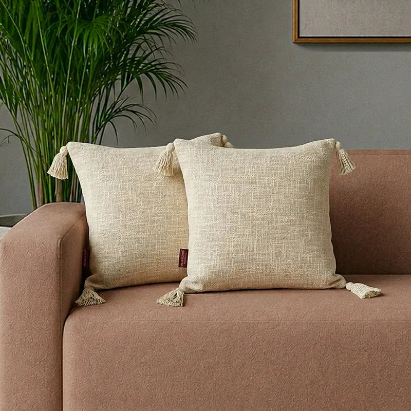 Claira Solid Cushion Cover (Off White) - Set Of Two media 1