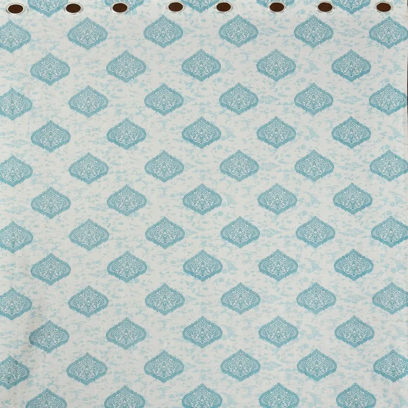 Curtique Printed Curtains (Blue) - Set Of Two media 4