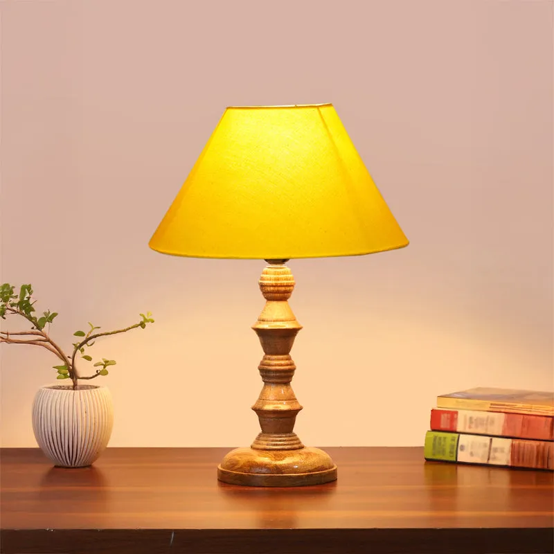 Cotin II Timber Wooden Table Lamp - Yellow,Brown media 2