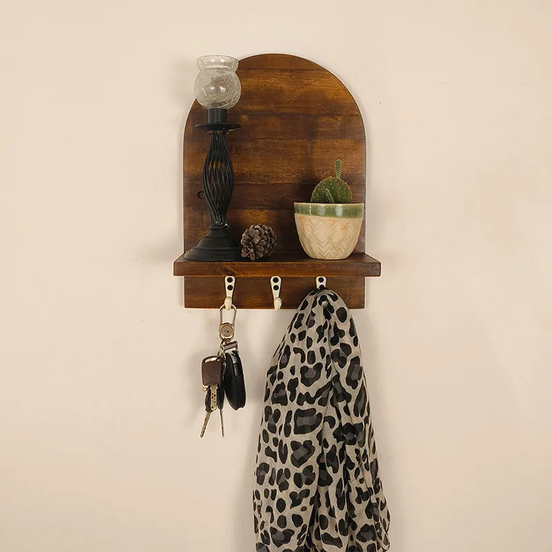 Sthira Wooden Wall Shelf Organiser with Key Holders media 3