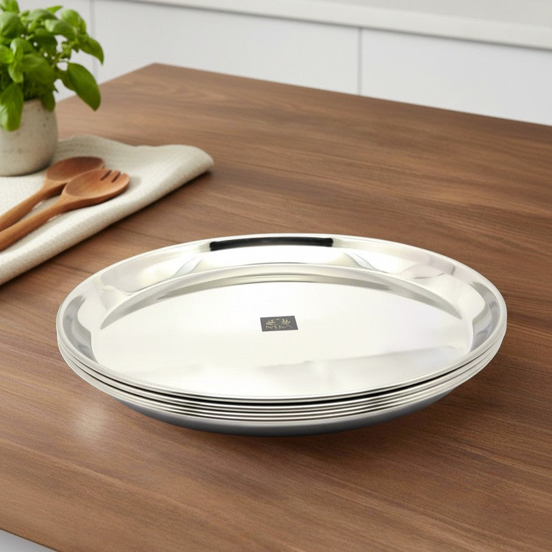 DineNest Timeless Stainless Steel Dinner Plate - Set of Six