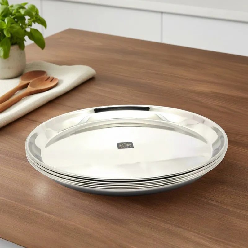 DineNest Timeless Stainless Steel Dinner Plate - Set of Six media 1