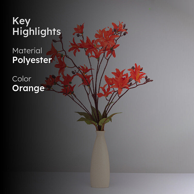 Faux Everlasting Cymbidium Orchid Flower Bunch - Orange media 2