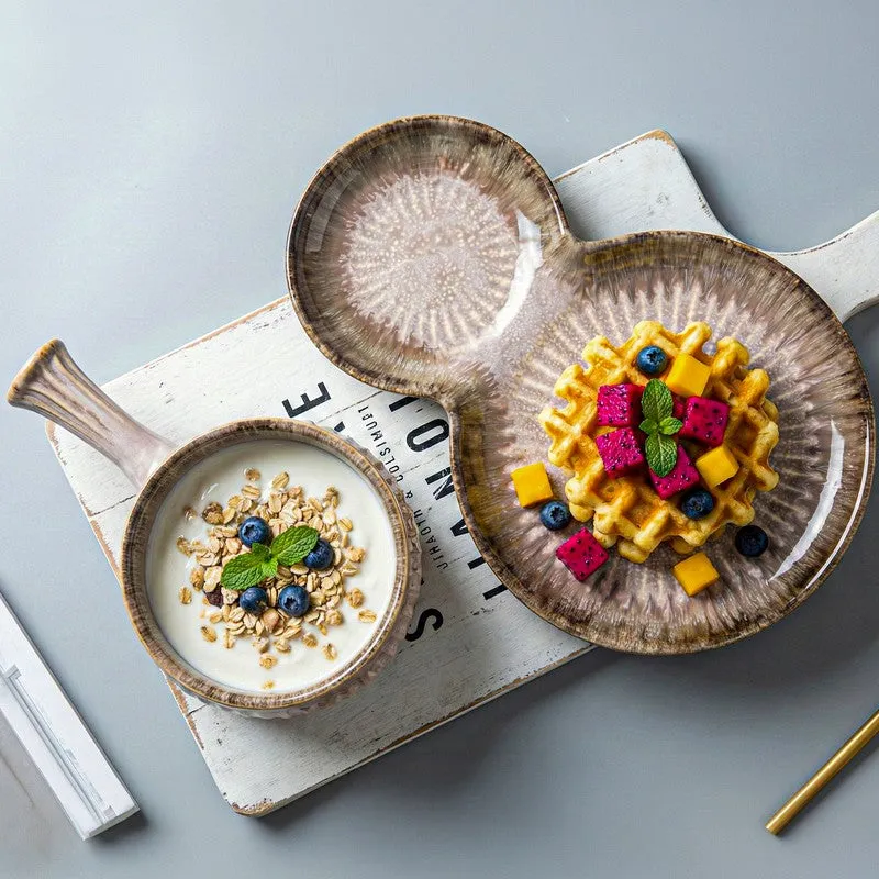 Dineva Ceramic Serving Platter (Beige & Ivory) - Two Piece Set media 3