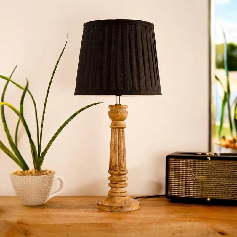 Classy With Twist Pillar Fabric Table Lamp - Black,Brown media 3