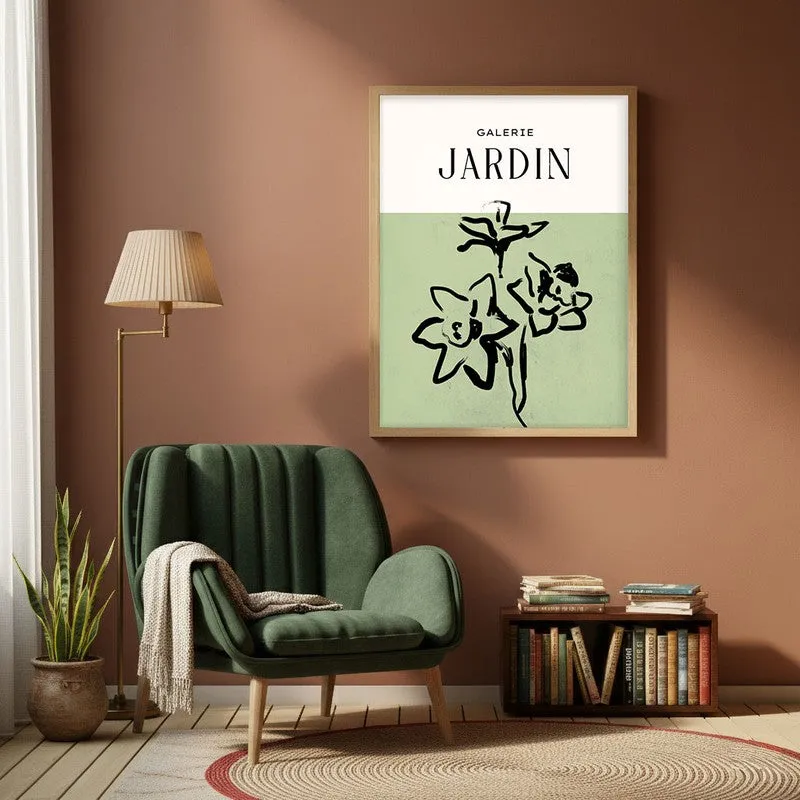 Botanical Whisper Canvas Wall Painting With Brown Frame media 1