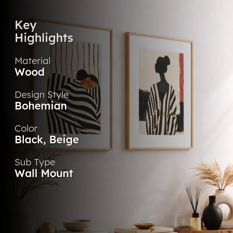 Striped Femme Wall Art With Frame - Set Of Two media 2