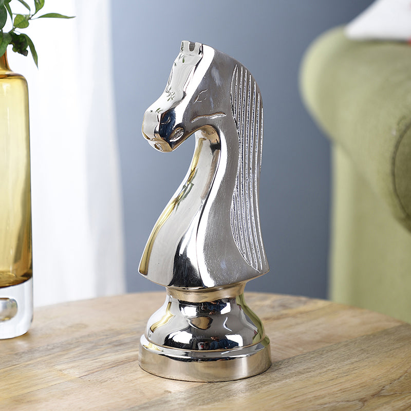 Knight Aluminum Horse Showpiece - Silver