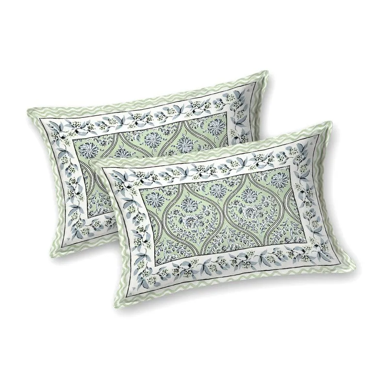 Rangly Cotton Bedsheet (Green,Blue) - 240 TC media 5