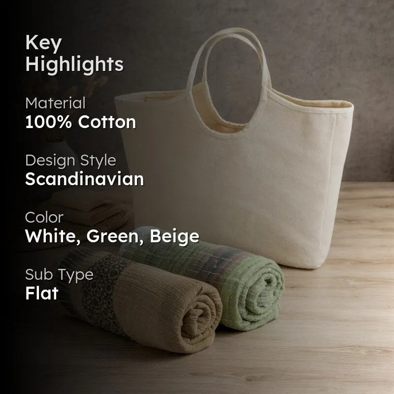 Natural Grace Cotton Bath Towels with Tote Bag - Set Of Two media 2