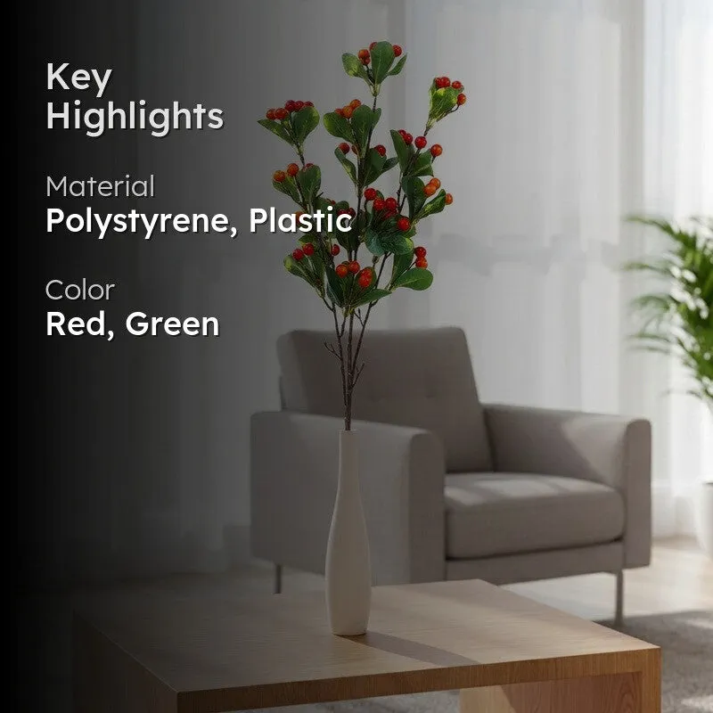 Berry Cherry Artificial Decorative Stem - Red media 2
