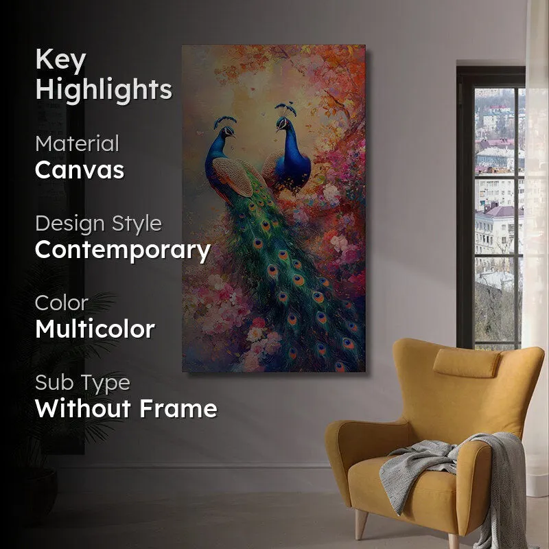 Peacock Pair Canvas Wall Painting media 2