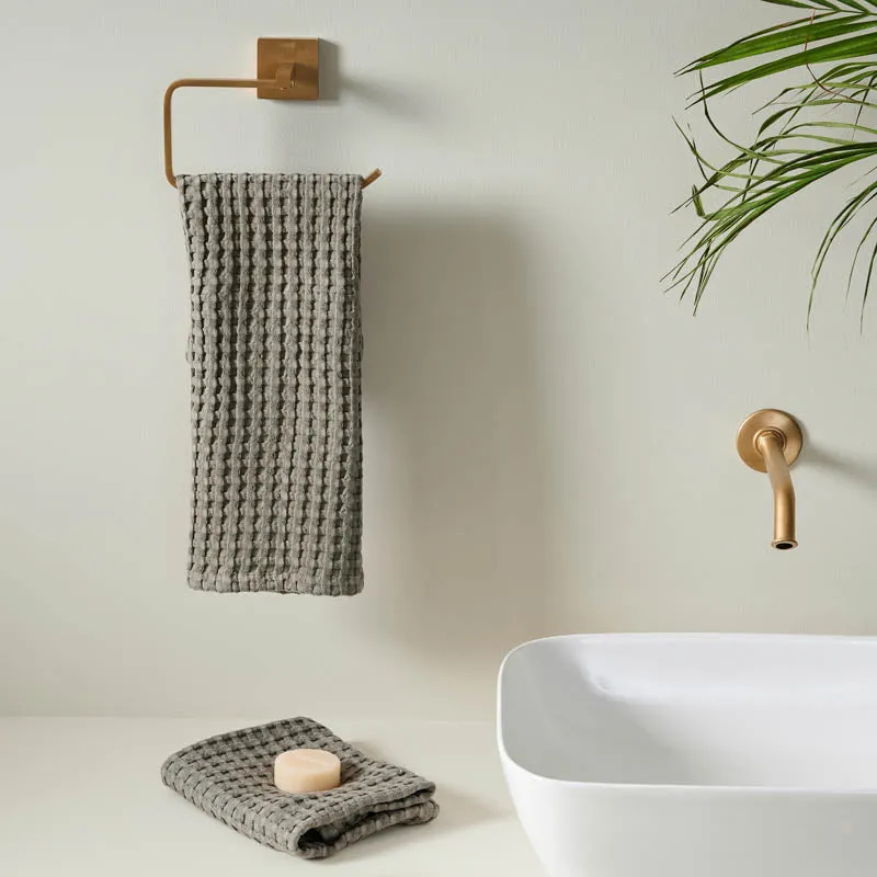 Cloud Soft Waffle Hand Towel (Grey) - Set of Two media 1