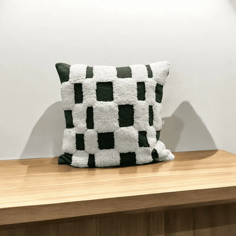 Cushy Checkers Tufted Cushion Cover - Black & White media 5