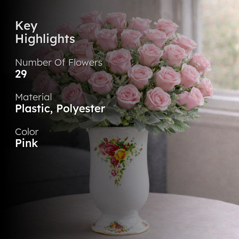 Florique Polyester Artificial Rose Flower - Set of Four media 2