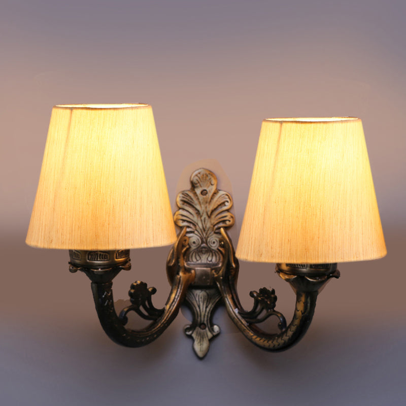 Vintage Duo Metal Wall Lamp - Beige & Metallic media 3