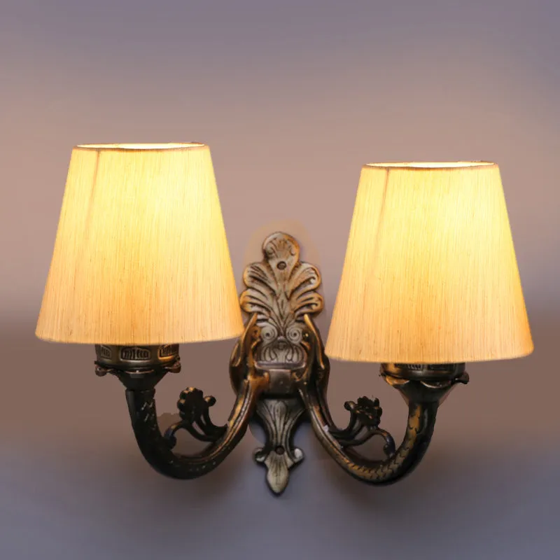 Vintage Duo Metal Wall Lamp - Beige & Metallic media 3