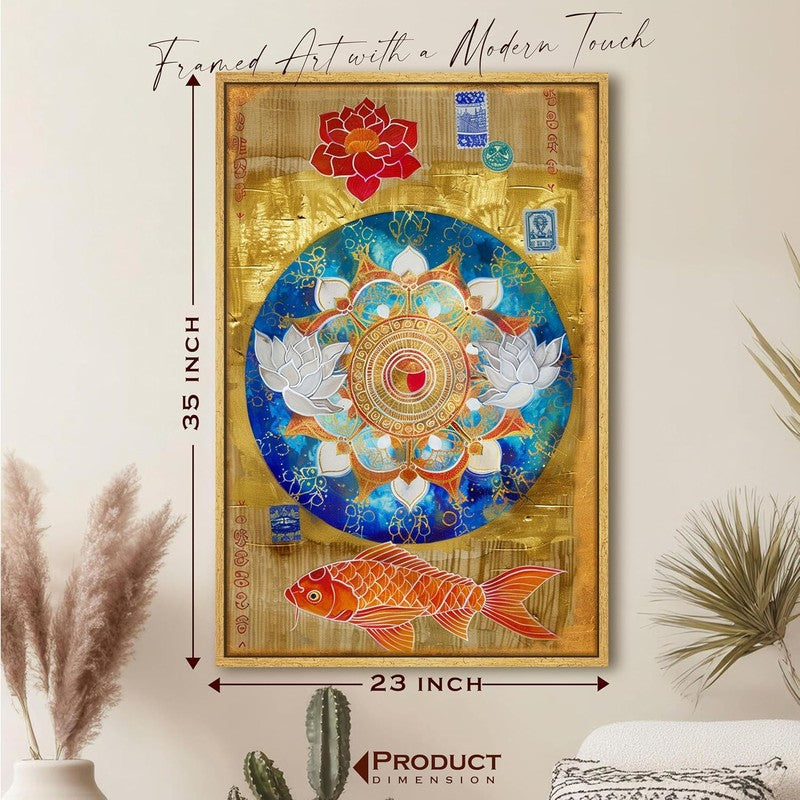 Spectrum Mandala Cotton Canvas Wall Art With Frame media 8
