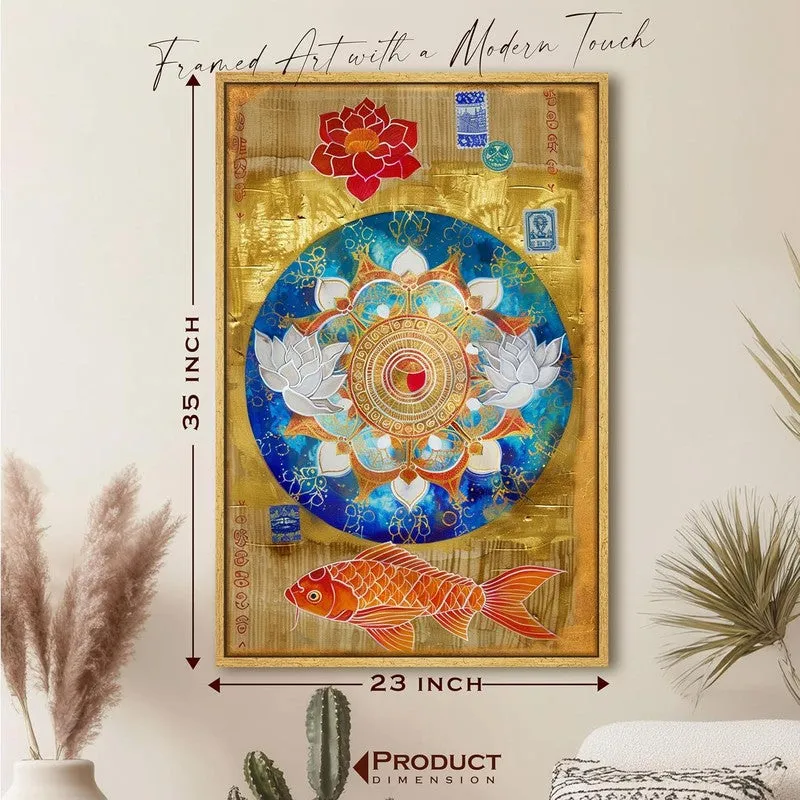 Spectrum Mandala Cotton Canvas Wall Art With Frame media 8