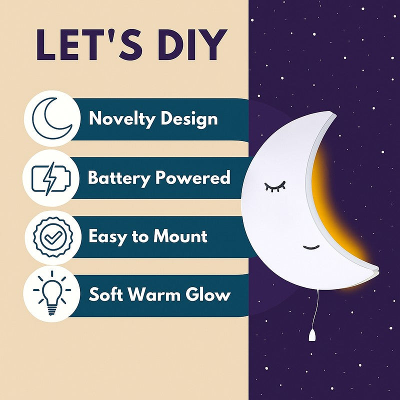 Sleepy Moon Battery Operated MDF Wall Lamp media 5
