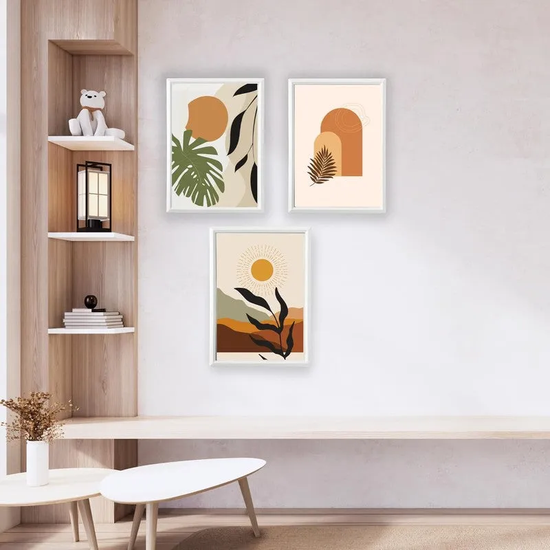 Earthy Aura Paper Wall Painting With Frame - White media 4