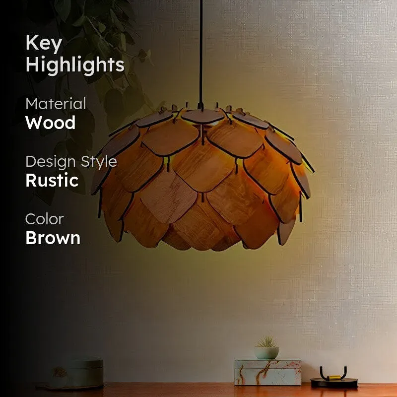LumiSphere Wooden Ceiling Lamp - Brown media 2