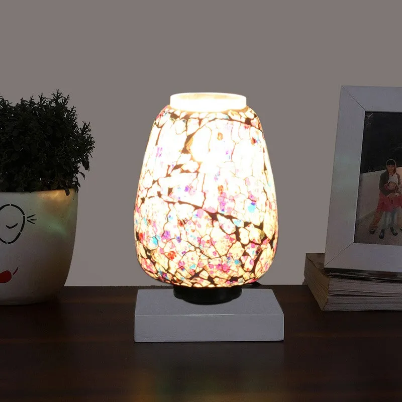 Flamoria Glass Table Lamp With Wooden Base - Multicolor media 1
