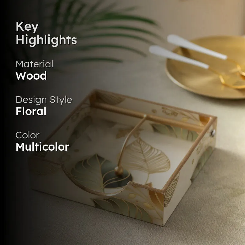 Golden Leaves Wodden Tissue Holder media 2