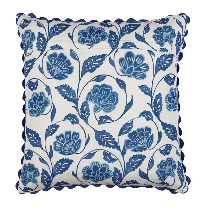 Flora Twine Printed Cushion Cover (Blue) - Set Of Two media 3