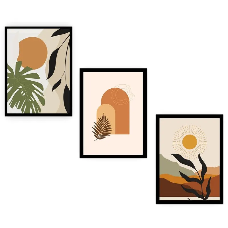 Earthy Aura Paper Wall Painting With Frame - Black media 5