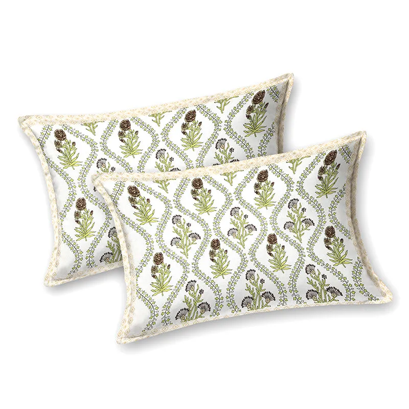 Ethnik Blooms Cotton Bedsheet (Soft Green) - 144 TC media 6