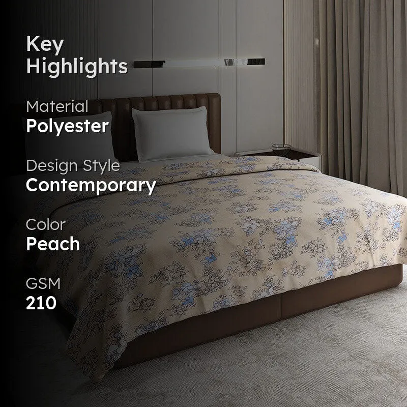 Monte Carlo Bluemora Floral Print Polyester Blanket (Peach) - 210 GSM media 2