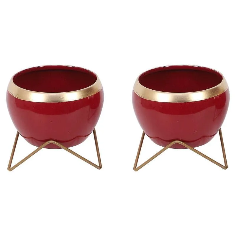 Apple Dun Planter (Red) - Set Of Two - 4