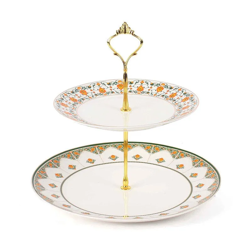 LuxeServe Tiered Cake Stand - White,Gold media 3