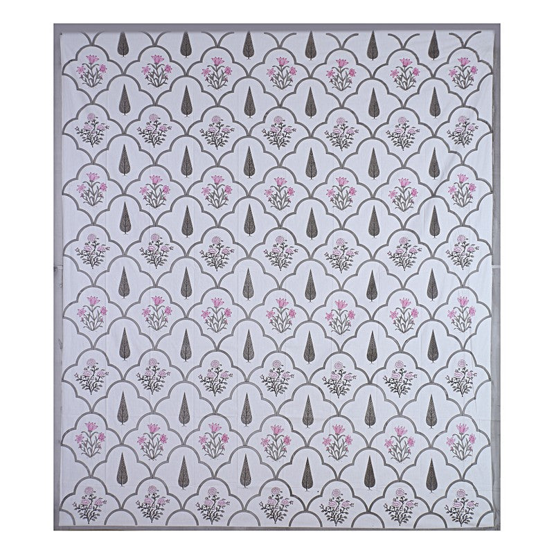 RiwaayatWhite Handblock Printed Cotton Bedsheet (Brown) - 400 TC media 7