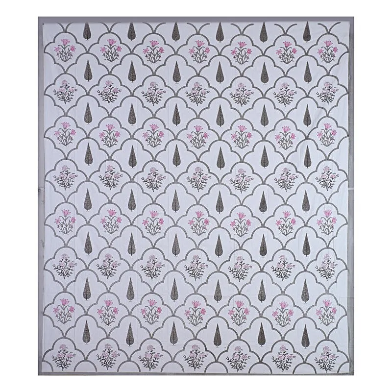 RiwaayatWhite Handblock Printed Cotton Bedsheet (Brown) - 400 TC media 7