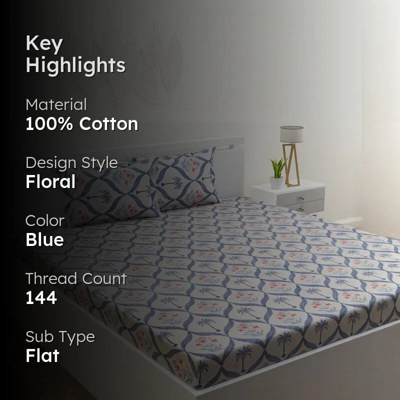 Suite Dreams Cotton Bedsheet (Blue) - 144 TC media 2