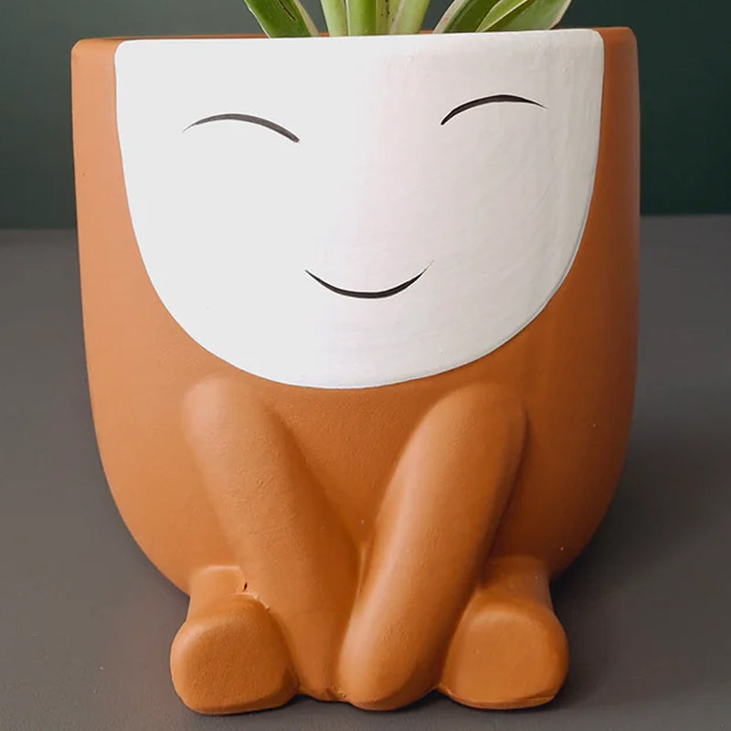 Visage Ceramic Planter - Brown media 3