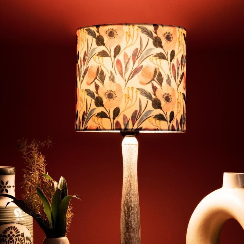Pastel Party With Wooden Pillar Fabric Table Lamp - Multicolor