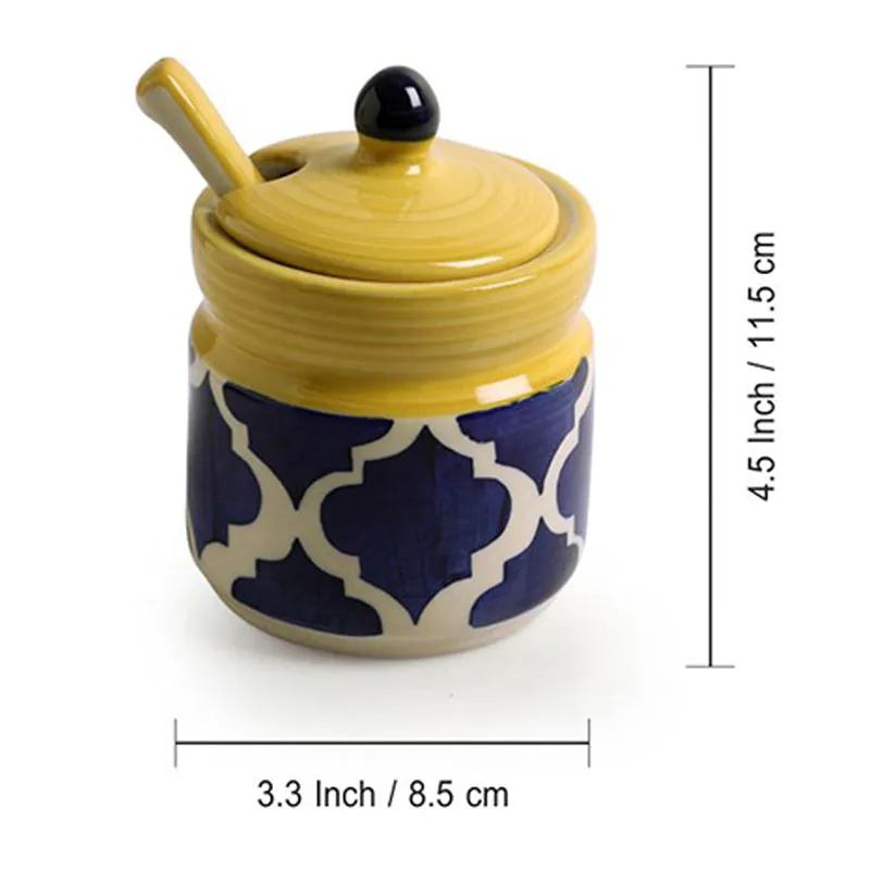 Moroccan Mile Handpainted Ceramic Jar (280 ML) - Four Piece Set media 7