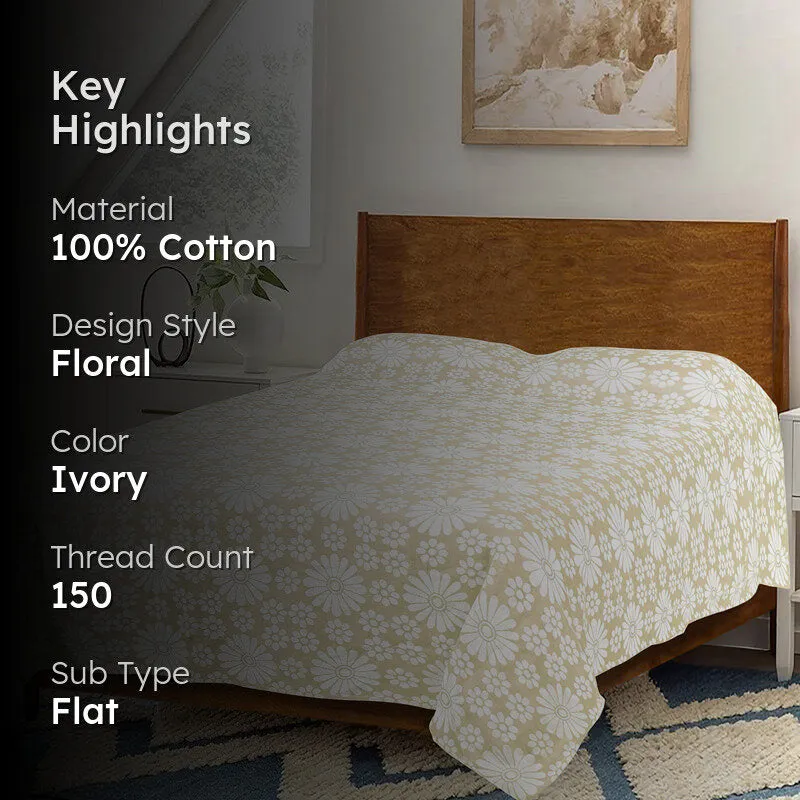 Saral Home Chitki Cotton Bedsheet (Ivory) - 150 TC media 2