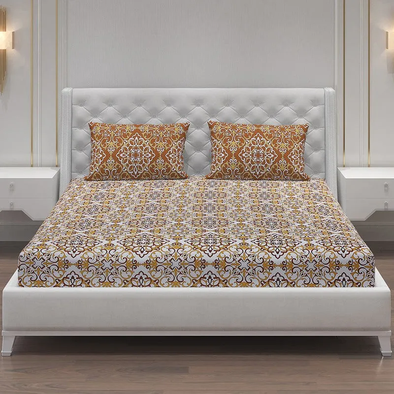 Monte Carlo Petal Aura Cotton Bedsheet (Beige,White) - 104 TC media 3