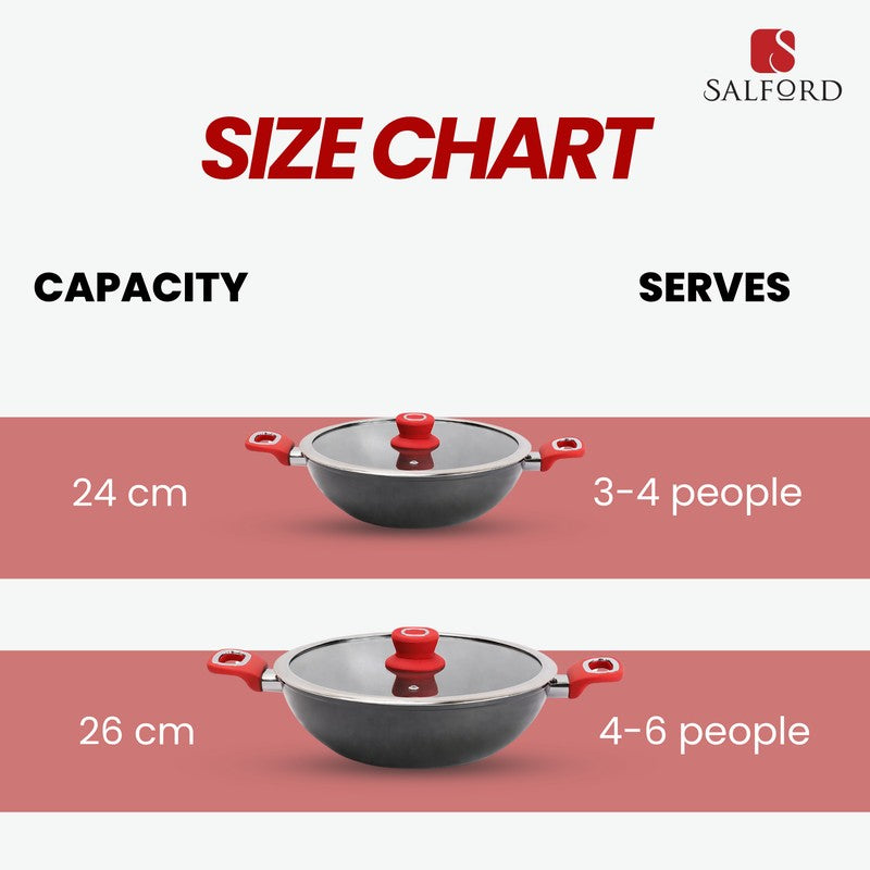Salford Forged Hard Anodised Kadai with Glass Lid (Black) - 2500 mL media 9