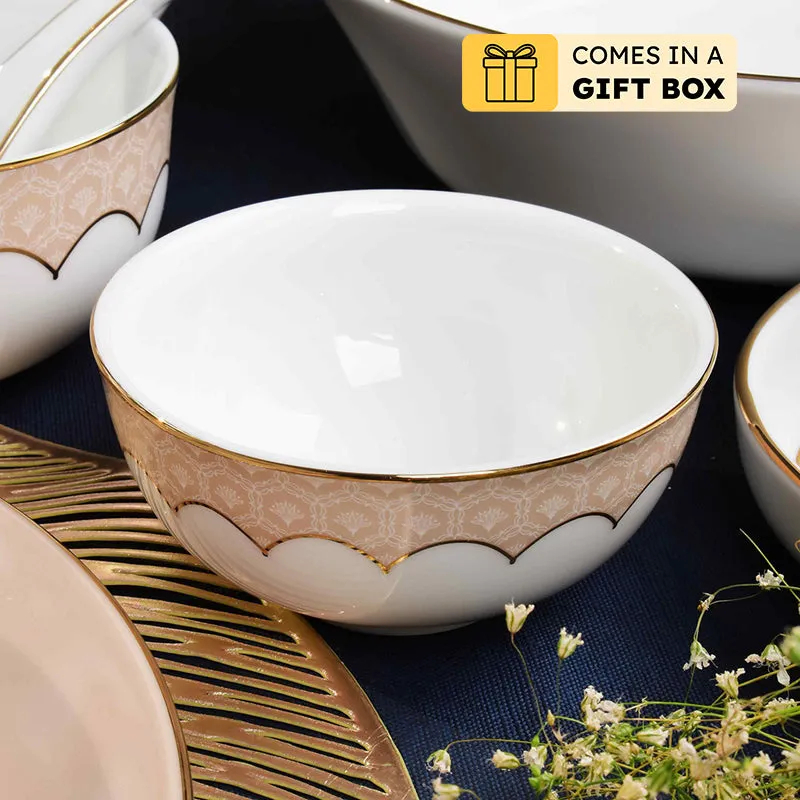 Gilded Legacy 24k Gold Brushed Porcelain Dinner Set (Peach) - 33 Piece Set media 1