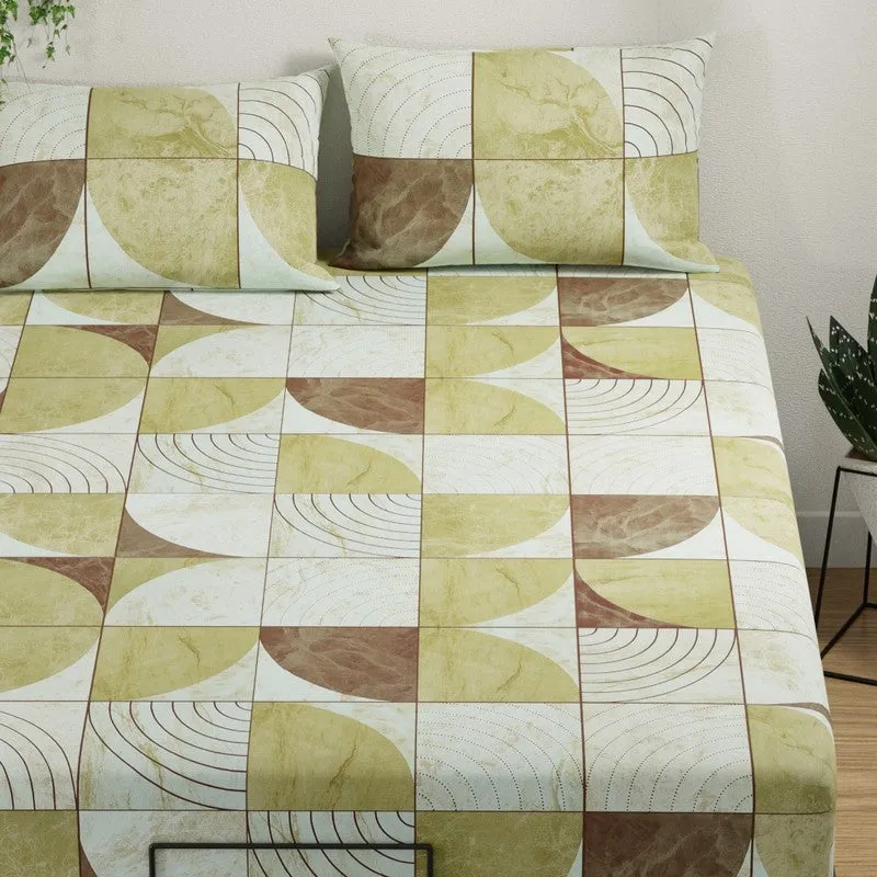 Cylor Cotton Bedsheet (Green,Brown) - 144 TC media 4
