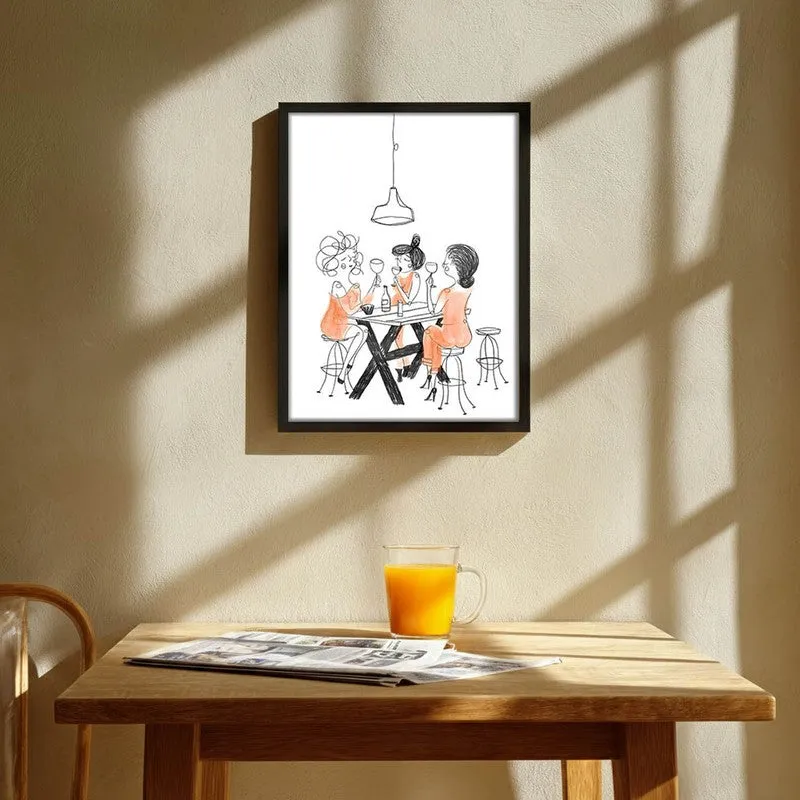 Figurine Dining Archival Canvas Wall Art - Black media 1